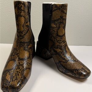 French Connection Two-Toned Brown Snake Print Boots